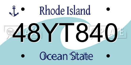 48YT840 Rhode Island License Plate