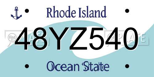 48YZ540 Rhode Island License Plate