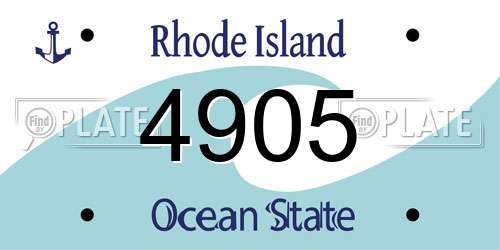 4905 Rhode Island License Plate
