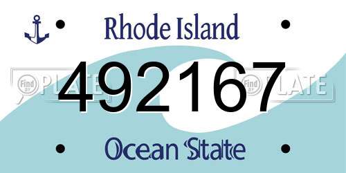 492167 Rhode Island License Plate