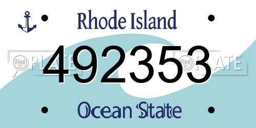 492353 Rhode Island License Plate