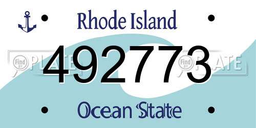 492773 Rhode Island License Plate