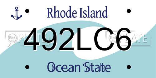 492LC6 Rhode Island License Plate
