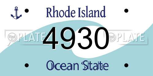 4930 Rhode Island License Plate