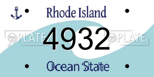 4932 Rhode Island License Plate