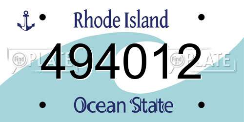 494012 Rhode Island License Plate