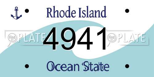 4941 Rhode Island License Plate