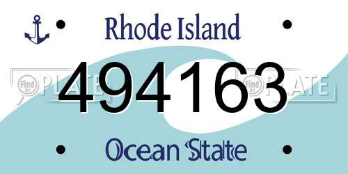 494163 Rhode Island License Plate