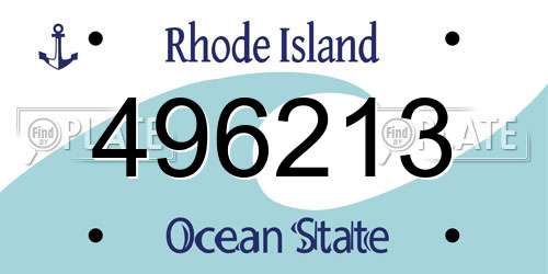 496213 Rhode Island License Plate