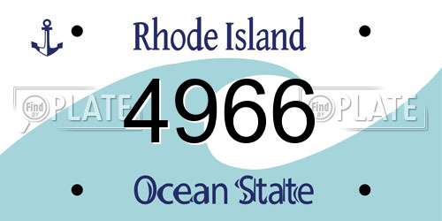 4966 Rhode Island License Plate