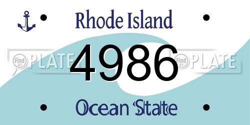 4986 Rhode Island License Plate