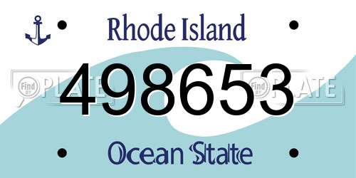 498653 Rhode Island License Plate