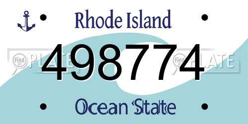 498774 Rhode Island License Plate