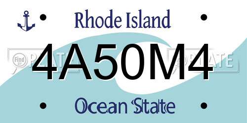 4A50M4 Rhode Island License Plate