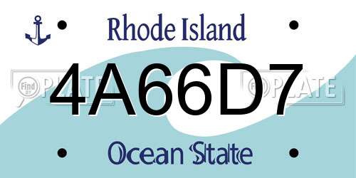 4A66D7 Rhode Island License Plate