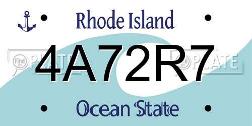 4A72R7 Rhode Island License Plate