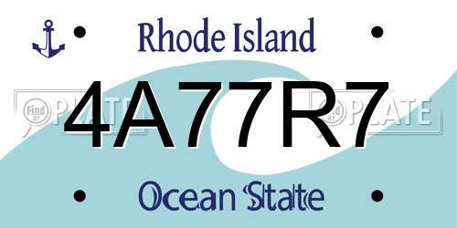 4A77R7 Rhode Island License Plate