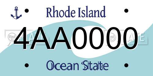 4AA0000 Rhode Island License Plate