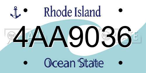 4AA9036 Rhode Island License Plate