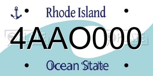 4AAO000 Rhode Island License Plate