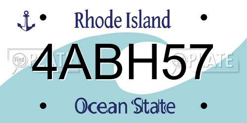 4ABH57 Rhode Island License Plate
