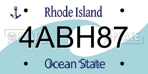 4ABH87 Rhode Island License Plate