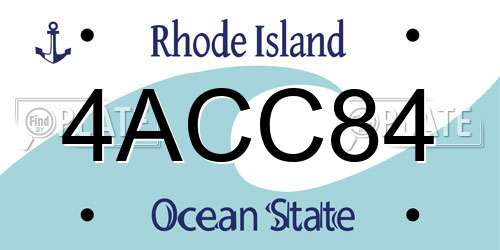 4ACC84 Rhode Island License Plate
