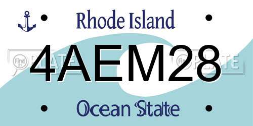 4AEM28 Rhode Island License Plate