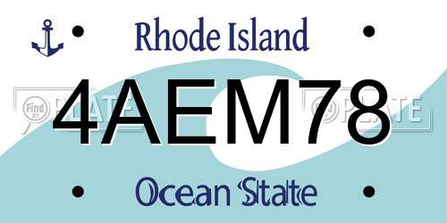 4AEM78 Rhode Island License Plate