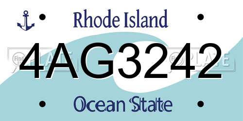 4AG3242 Rhode Island License Plate