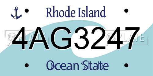 4AG3247 Rhode Island License Plate