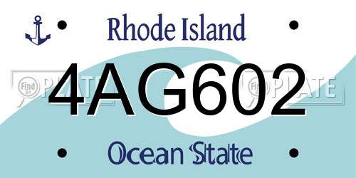 4AG602 Rhode Island License Plate