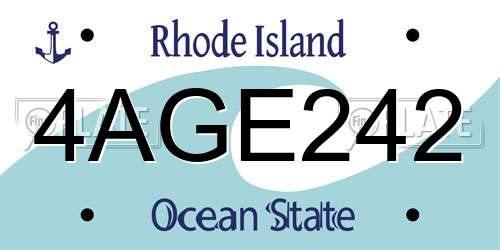 4AGE242 Rhode Island License Plate
