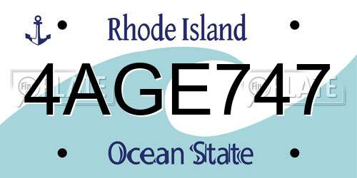 4AGE747 Rhode Island License Plate