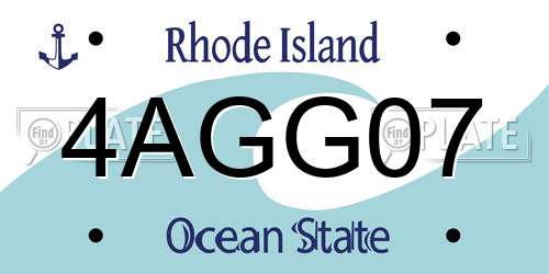 4AGG07 Rhode Island License Plate