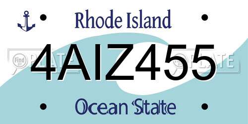 4AIZ455 Rhode Island License Plate