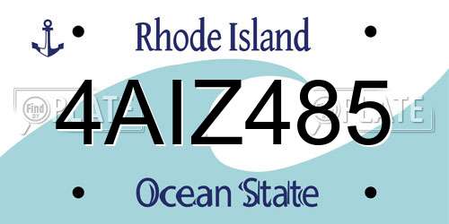 4AIZ485 Rhode Island License Plate