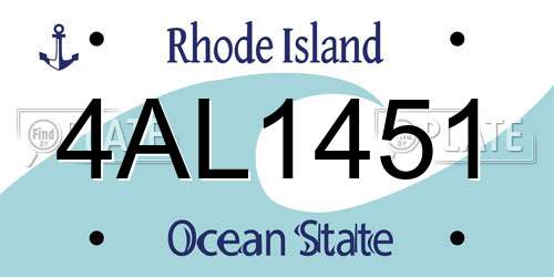4AL1451 Rhode Island License Plate