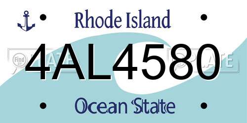 4AL4580 Rhode Island License Plate