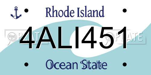 4ALI451 Rhode Island License Plate