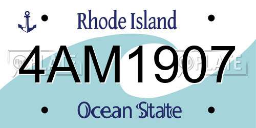 4AM1907 Rhode Island License Plate