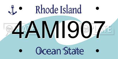 4AMI907 Rhode Island License Plate