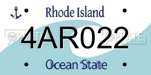 4AR022 Rhode Island License Plate
