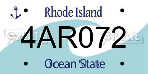 4AR072 Rhode Island License Plate