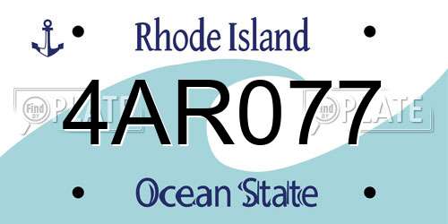 4AR077 Rhode Island License Plate