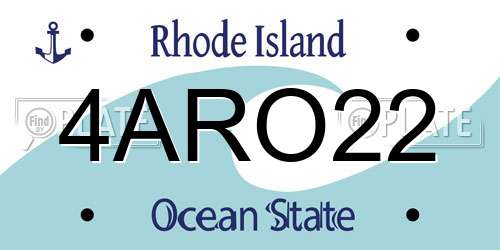 4ARO22 Rhode Island License Plate