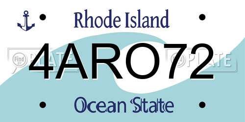 4ARO72 Rhode Island License Plate
