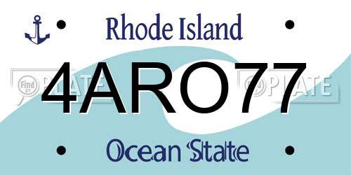 4ARO77 Rhode Island License Plate