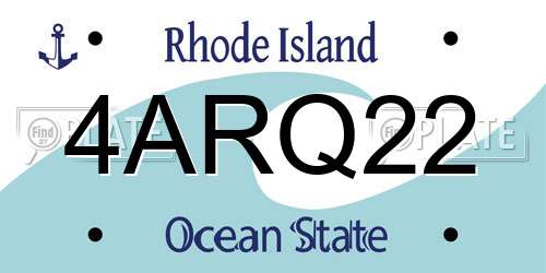 4ARQ22 Rhode Island License Plate