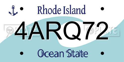 4ARQ72 Rhode Island License Plate